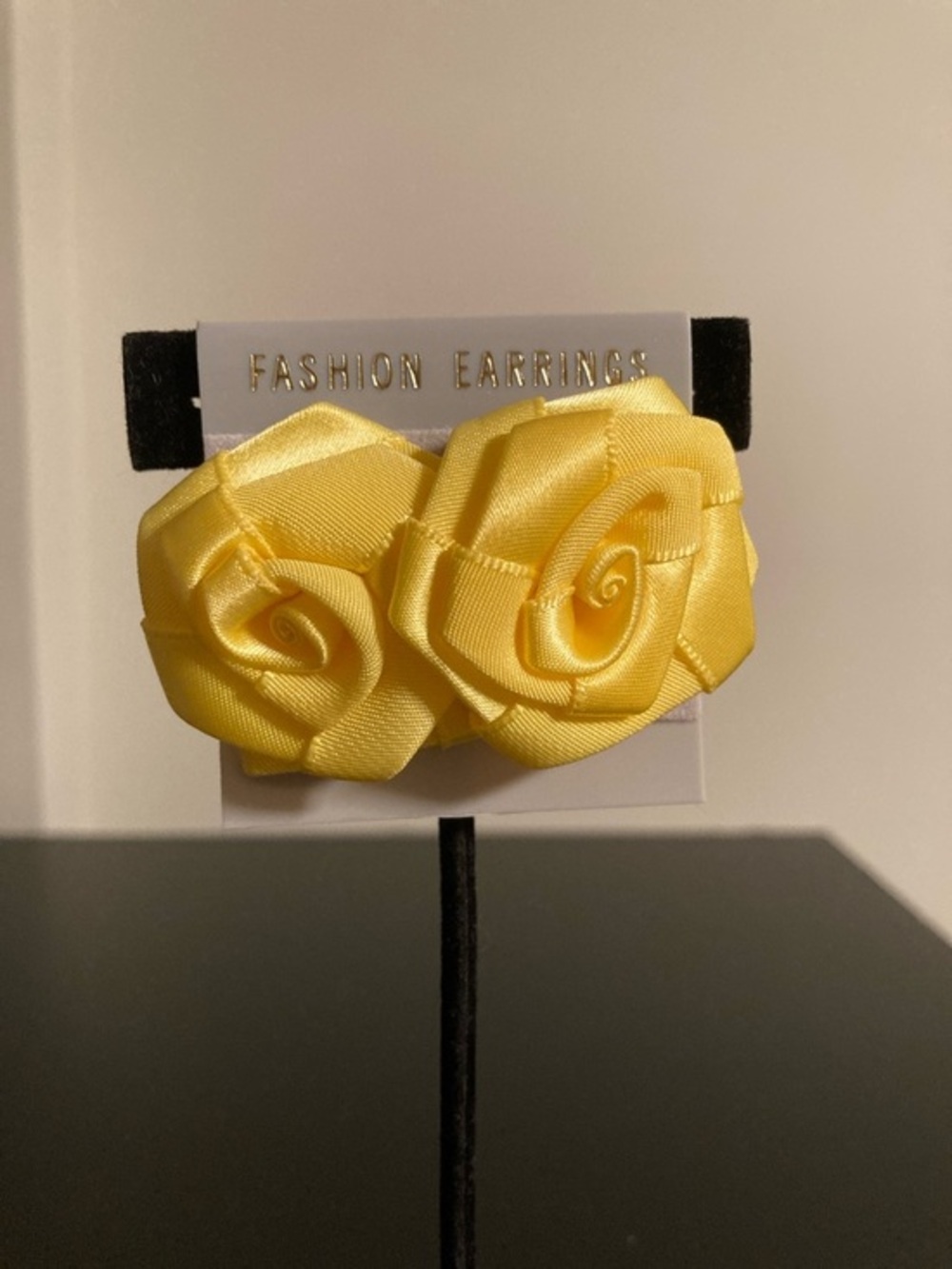 Fashion Jewelry Yellow Satin Rose Stud Earrings